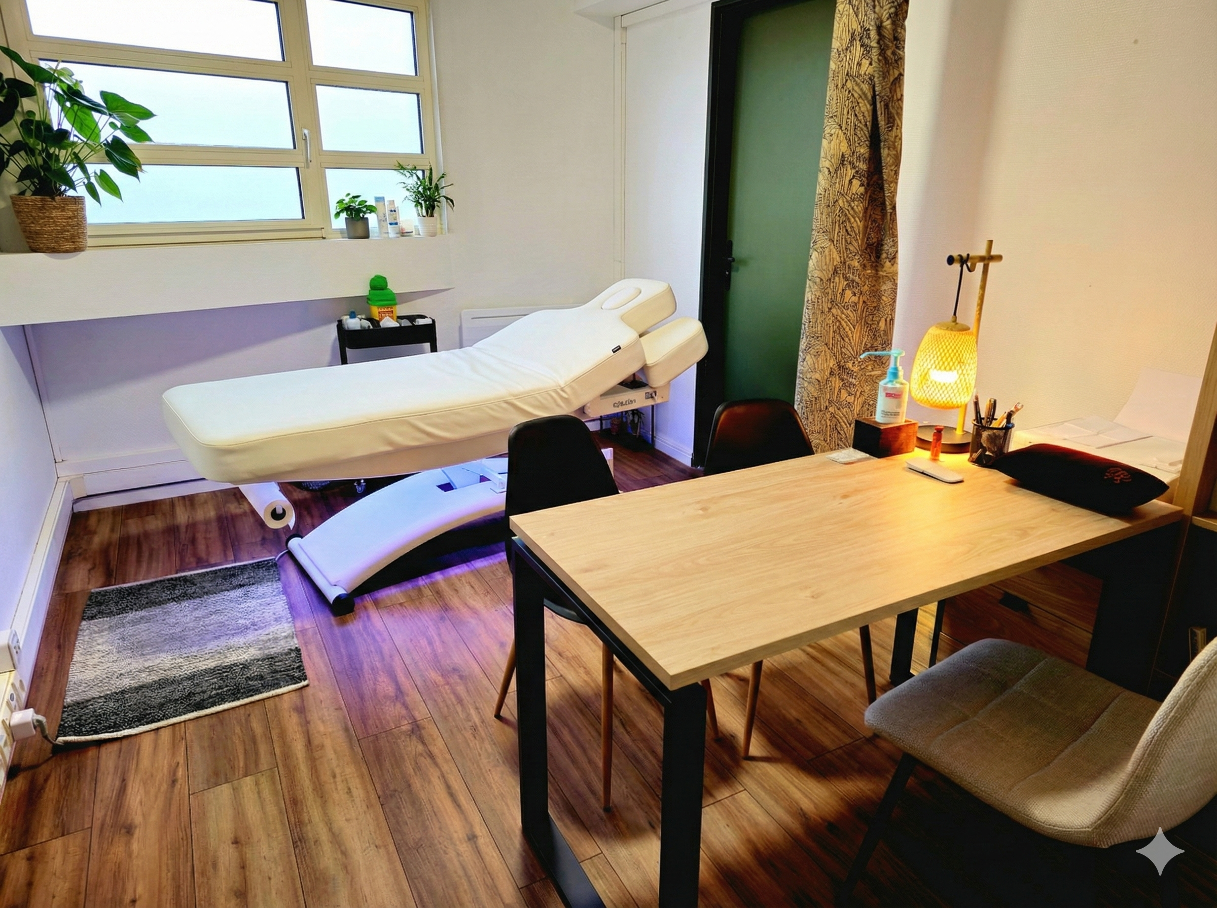 Table de soin du cabinet d'acupuncture